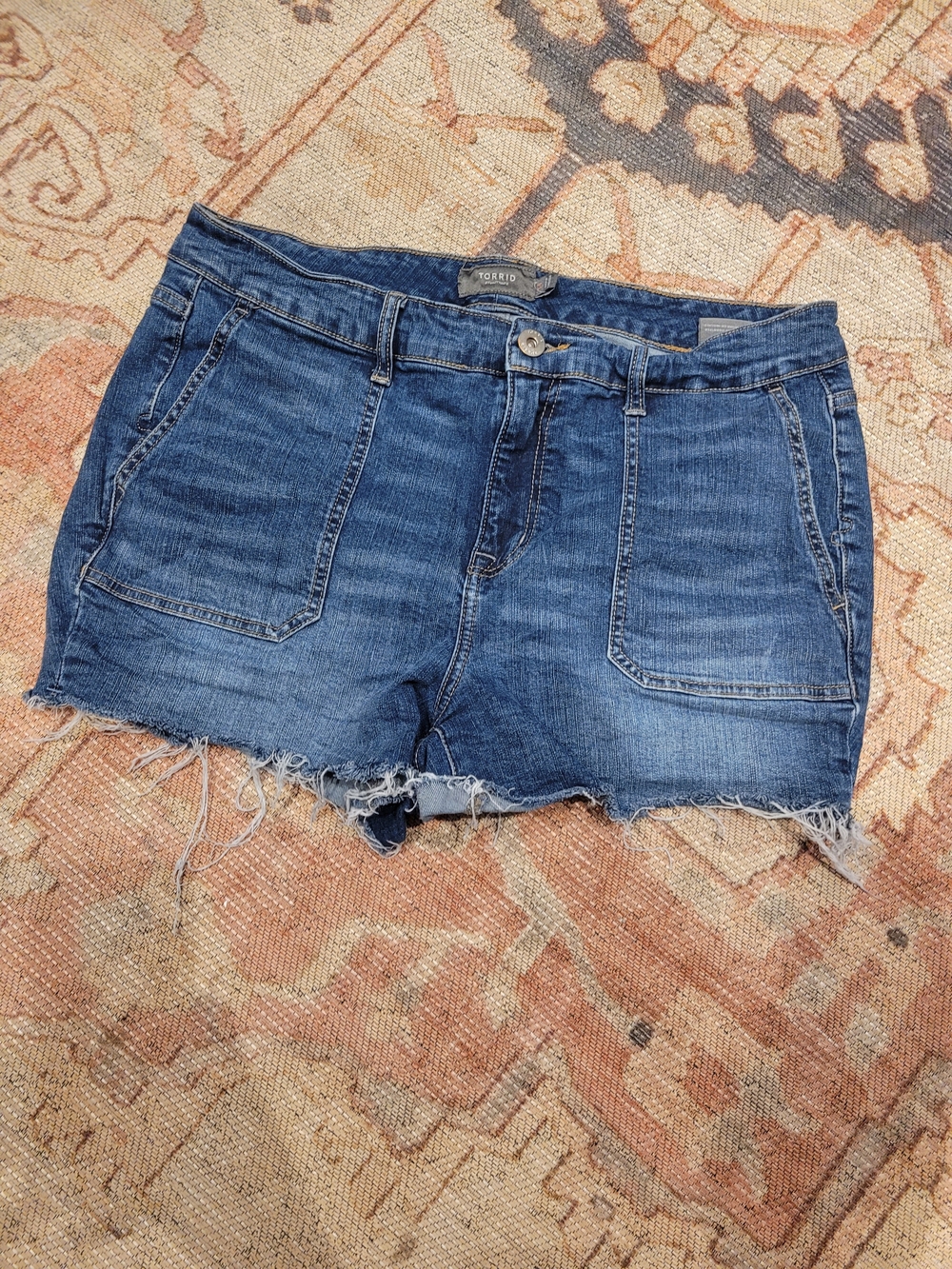 torrid Blue Denim Jean Shorts with Raw Hem Cut Offs